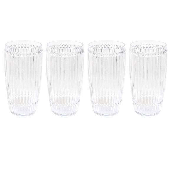Le Cadeaux Milano Polycarbonate Large Highball Tumbler - Clear, Set of 4 NEW - Picture 1 of 2